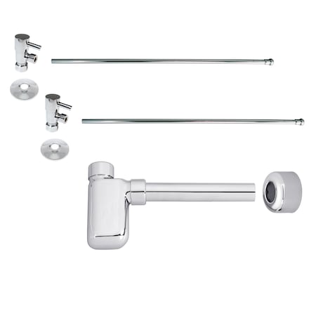 Westbrass Flat Trap 1/4-Turn Lavatory Kit W/ Valves & Risers PCH D1938QRL-26